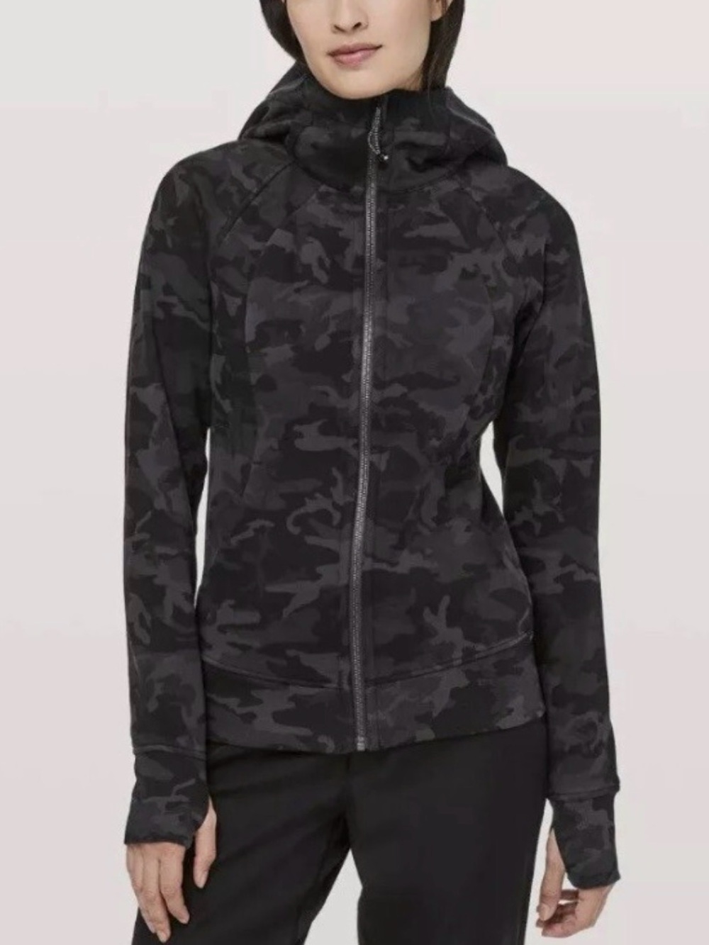 Lululemon Grey Black Camo Scuba Full Zip Jacket